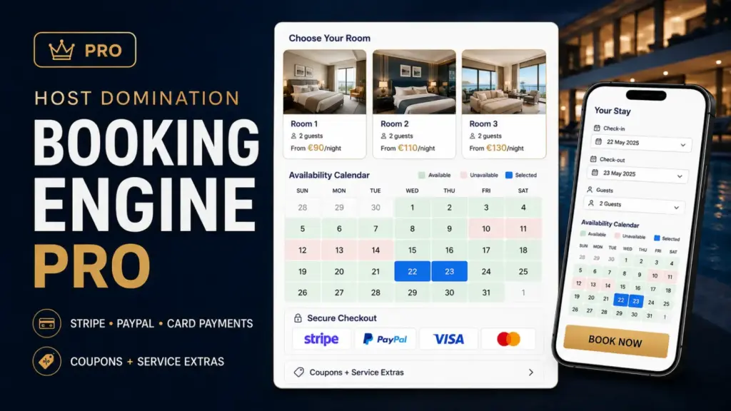 Booking engine with stripe payments