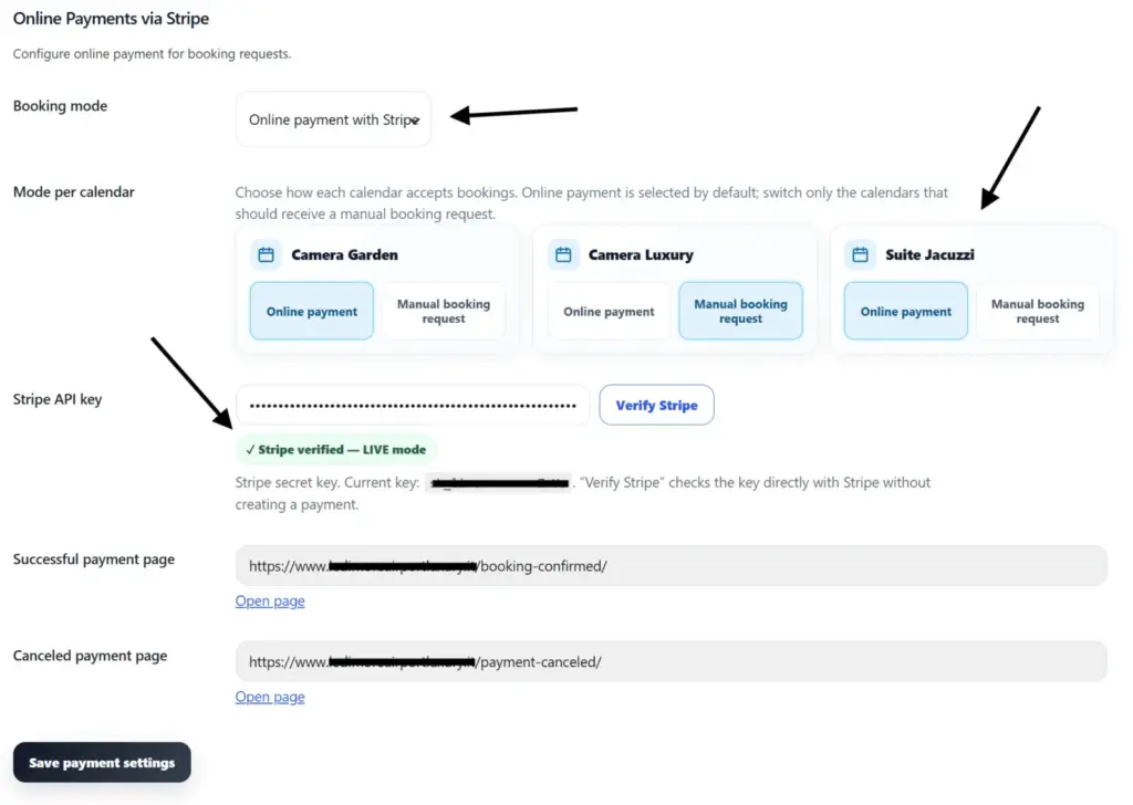 Come ottenere le api key di stripe per host domination booking engine pro