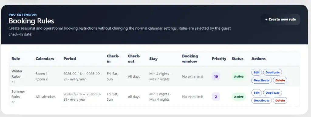 Host Domination Booking Rules screenshot