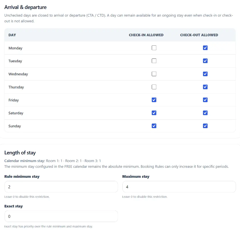 Host Domination Booking Rules screenshot