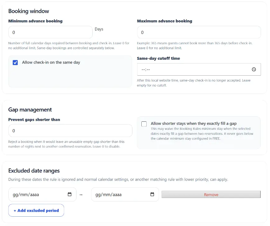Host Domination Booking Rules screenshot