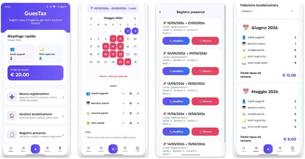 Guestax lapp gratuita per gestire la tassa di soggiorno di bb case vacanza e affitti brevi